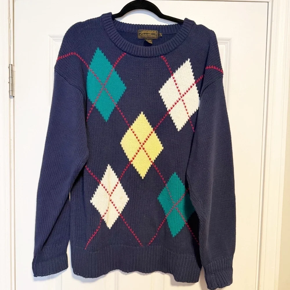 Eddie Bauer vintage Argyle style sweater.